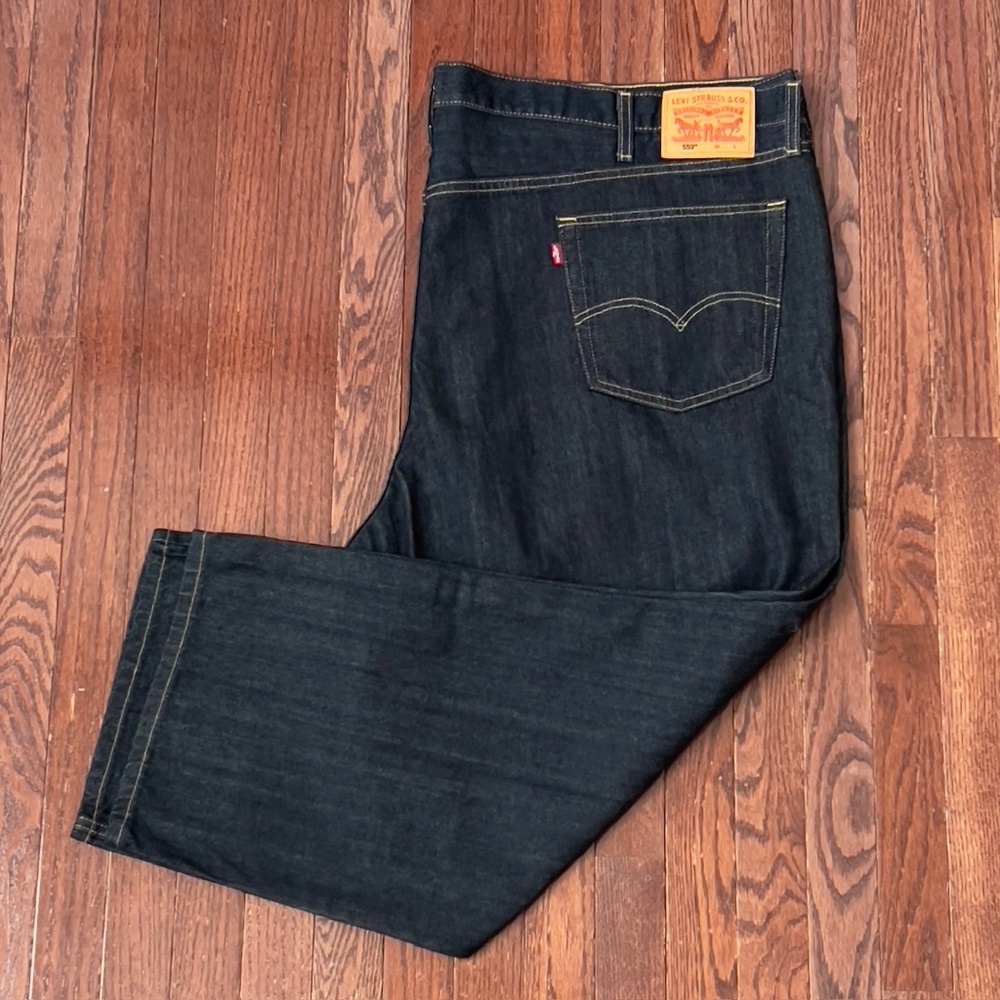 Levi Strauss & Co Relaxed Straight Fit Jeans Dark Blue Mens 54x28